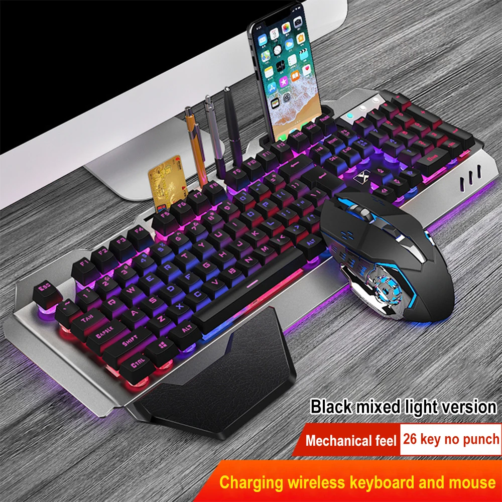 Gaming Keyboard Bluetooth - ชุดแป้นพิมพ์และเมาส์ไร้สาย2.4G แบบชาร์จไฟได้ K680คีย์บอร์ดเกมใช้พอร์ตของสำนักงาน