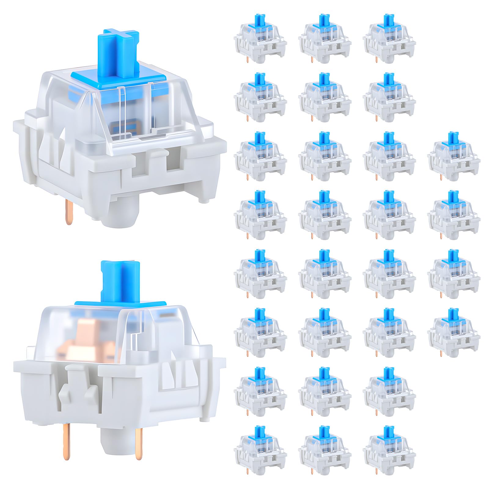 Keyboard Gaming Blue Switch - 30 ชิ้นสวิตช์คีย์บอร์ดแบบกลไก 3 พินคีย์บอร์ดสีน้ำเงินคลิกเกอร์เปลี่ยนคีย์บอร์ดสำหรับคีย์บอร์ดเกม LED แบบกลไก