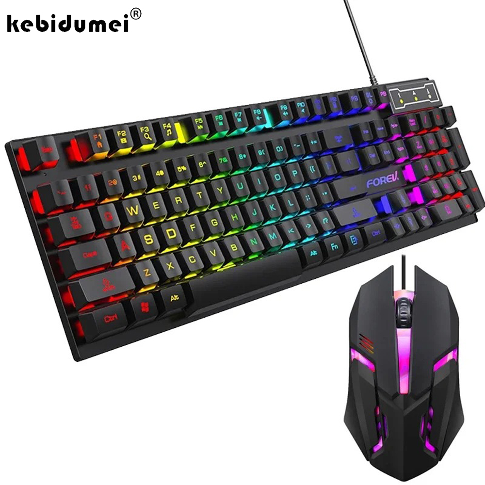 Keyboard Mouse Bundle Gaming - เคบิดูเมอิ 104 คีย์คีย์บอร์ดแบบมีไฟแบ็คไลท์คีย์บอร์ดเกมแบบมีสายคีย์บอร์ดเรืองแสงและชุดเมาส์สำหรับเกมเมอร์พีซีแล็ปท็อปสำนักงาน