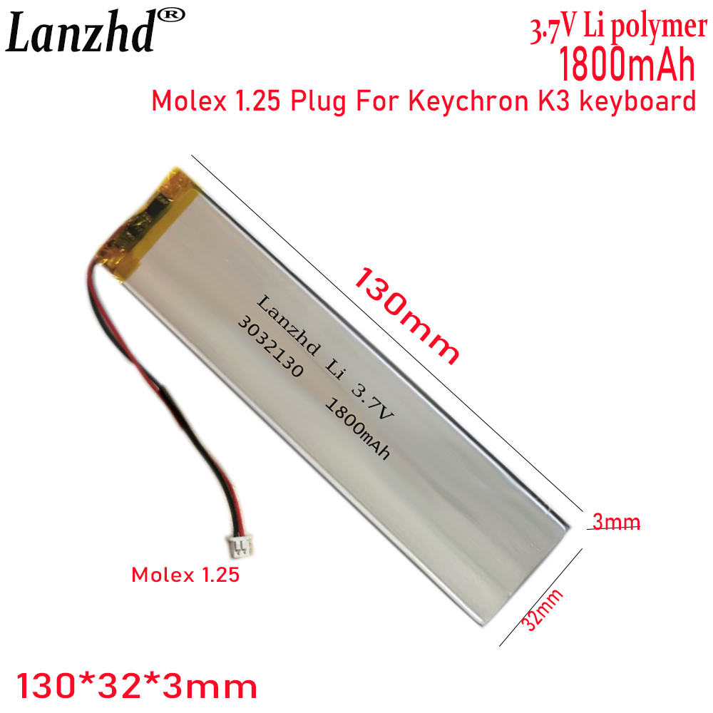 Gaming Keyboard Tester - 1-20 ชิ้น 3032130 3.7V 1800mAh แบตเตอรี่ลิเธียมโพลิเมอร์สำหรับคีย์โครน