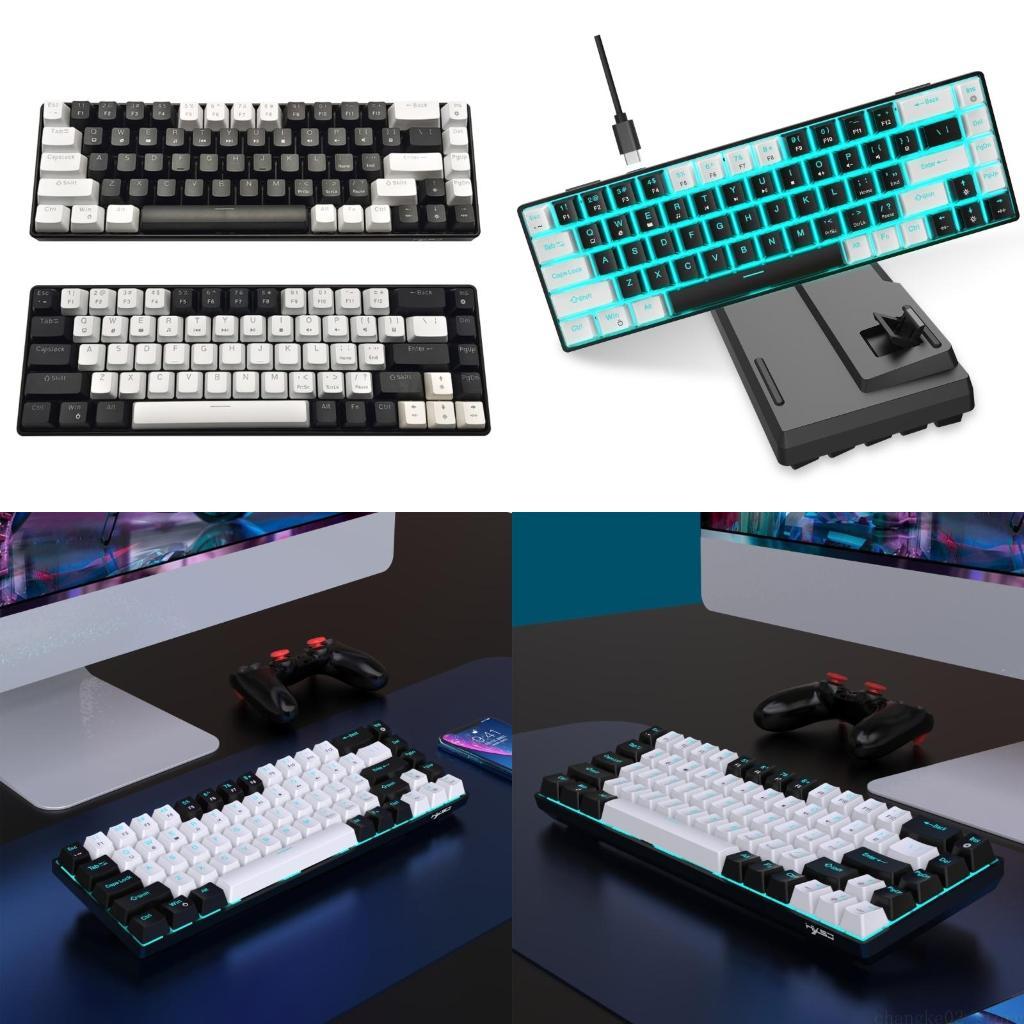 Keyboard Gaming Blue Switch - แป้นพิมพ์เครื่องกลแบบถอดเปลี่ยนได้ร้อน, 68Keys เข้ากันได้กับระบบคอมพิวเตอร์ต่างๆ