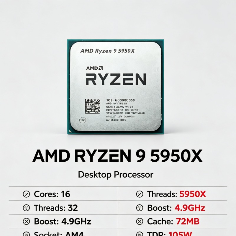 AMD Ryzen 9 5950X 16 คอร์ 32 เ - Amd Cpu Ryzen 9 บทวิจารณ์และราคา