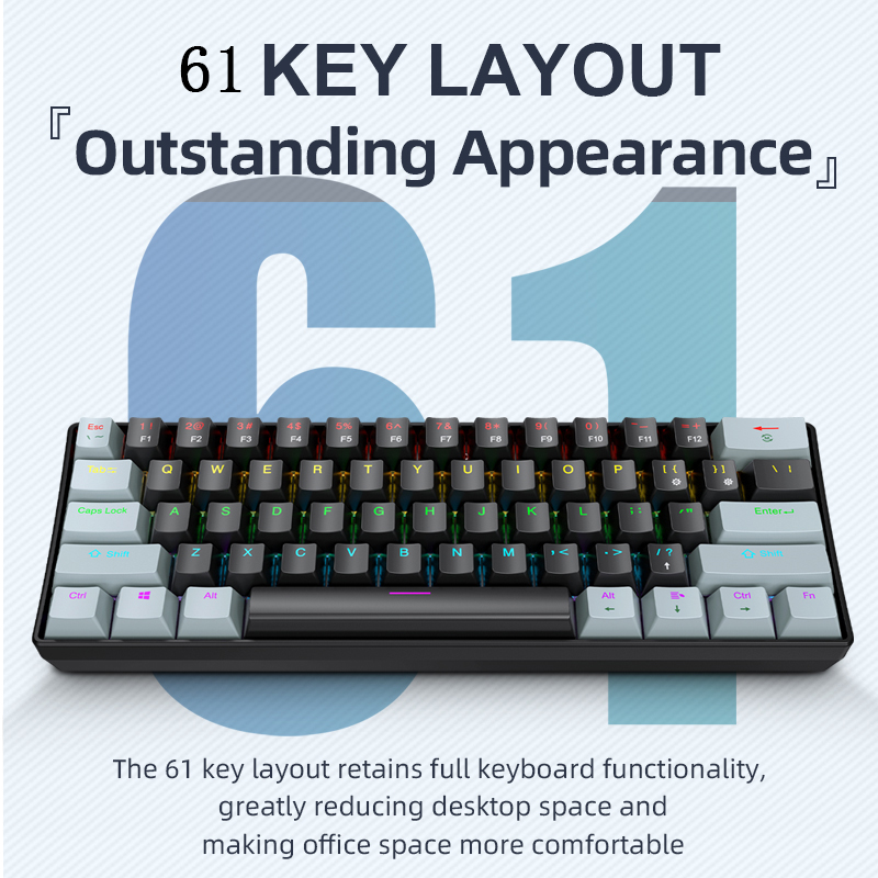 คีย์บอร์ดเกมมิ่งแบบมีสาย K61,  - Keyboard Gaming Blue Switch บทวิจารณ์และราคา