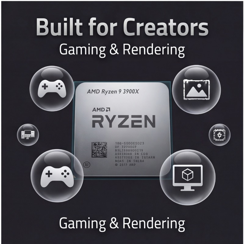 AMD Ryzen 9 3900X โปรเซสเซอร์เ - Amd Cpu Ryzen 9 บทวิจารณ์และราคา